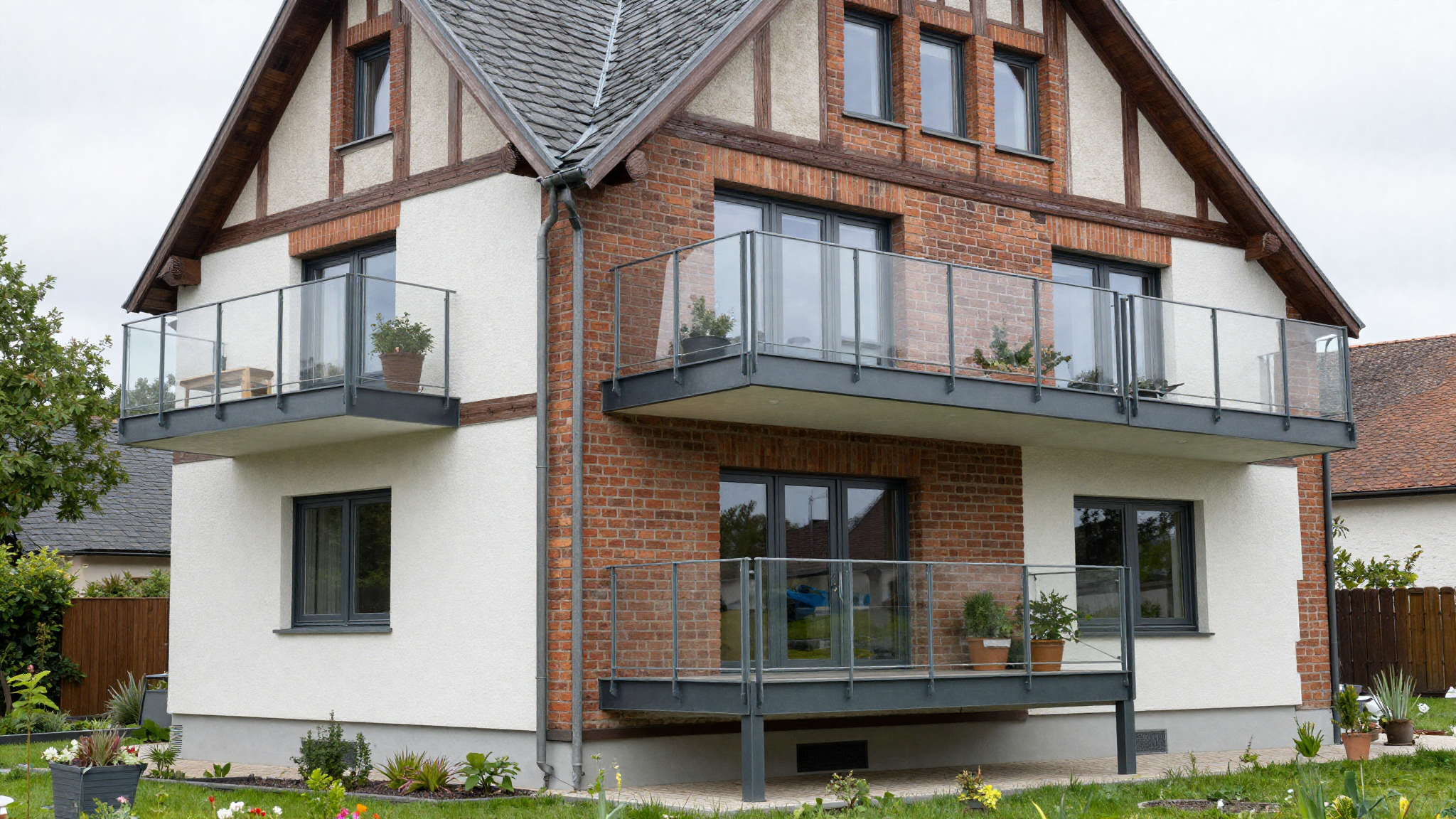 Renoviertes Haus mit neu angebautem Stahlbalkon in Kernen im Remstal